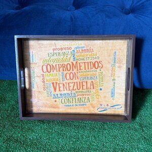 Empresas Polar Comprometidos con Venezuela Wooden Serving Tray with Handles